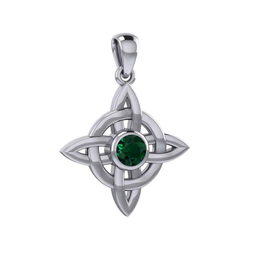 Celtic Quaternary knot Silver Pendant with Gemstone TPD3028 - peterstone.dropshipping
