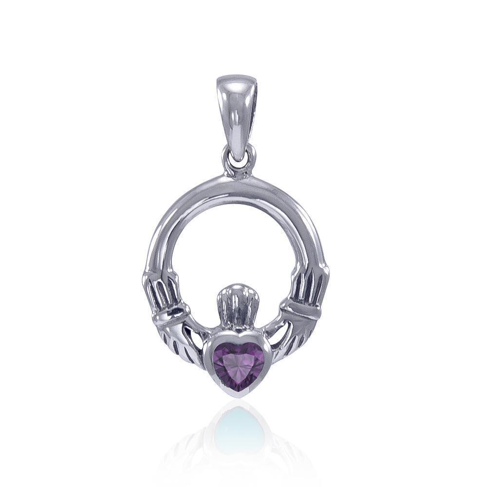 Celtic Claddagh Birthstone Sterling Silver Pendant TPD3097 Pendant
