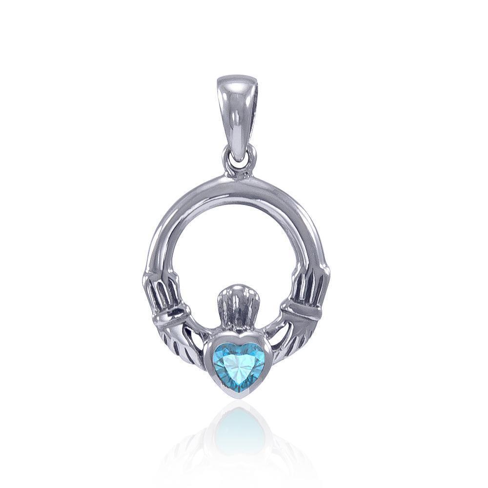 Celtic Claddagh Birthstone Sterling Silver Pendant TPD3097 Pendant