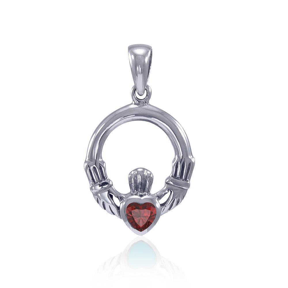 Celtic Claddagh Birthstone Sterling Silver Pendant TPD3097 Pendant
