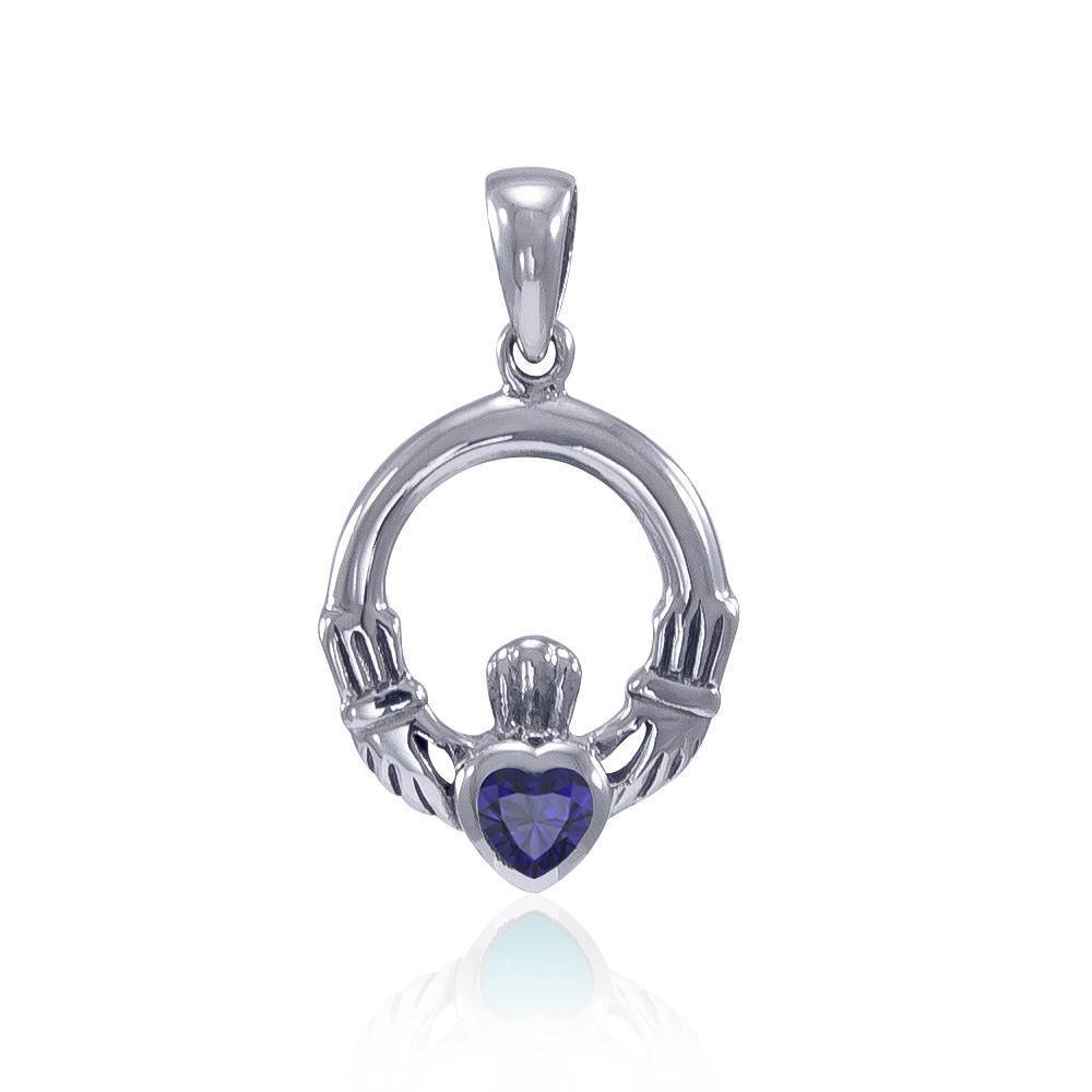Celtic Claddagh Birthstone Sterling Silver Pendant TPD3097 Pendant