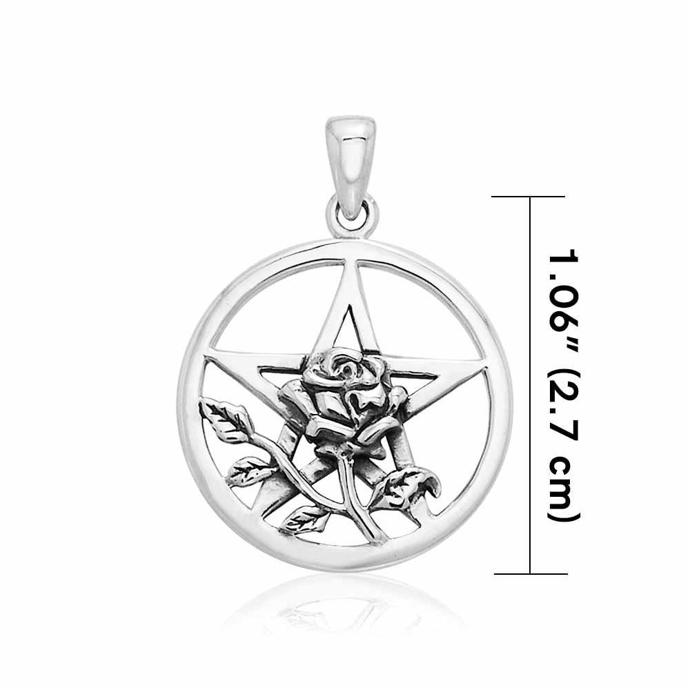 Rose Sterling Silver Pentacle Pendant TPD3136 - peterstone.dropshipping