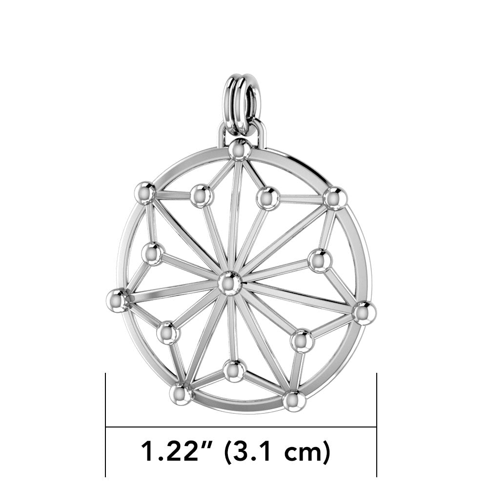 Round Tetragram Energy Symbol Silver Pendant TPD3170