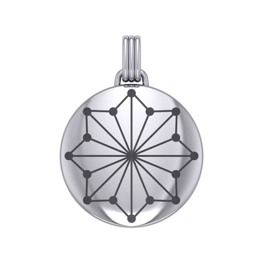 Round Tetragram Energy Symbol Silver Medallion Pendant TPD3171