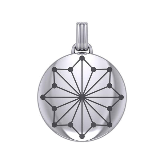 Round Tetragram Energy Symbol Silver Medallion Pendant TPD3171 - peterstone.dropshipping