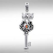 Crown Key Sterling Silver Pendant with Gemstone TPD3285 Pendant