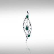 Leaf Silver Pendant with Gemstones TPD3339 Pendant