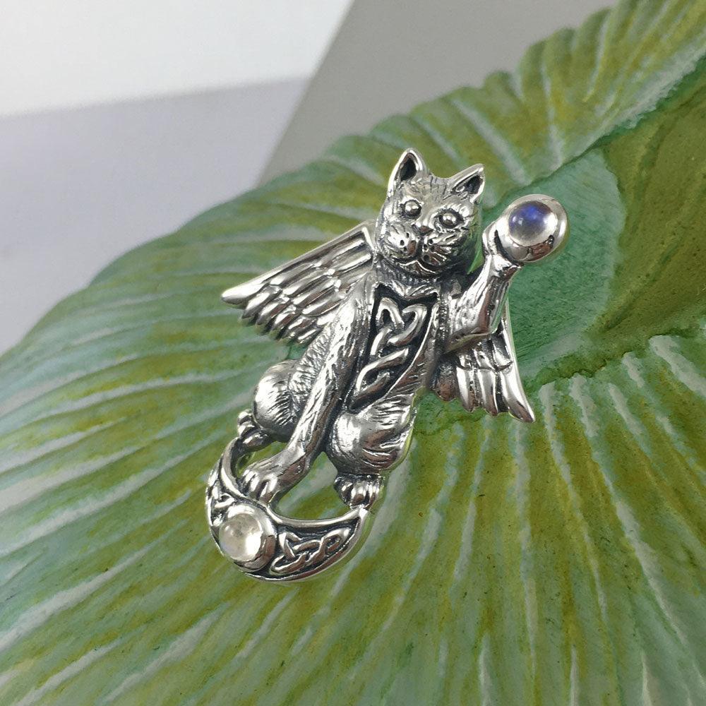 Celtic Cat Angel Moon Pendant TPD342 - peterstone.dropshipping