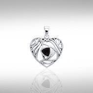 Contemporary Silver Heart Pendant with Gemstone TPD3478 Pendant