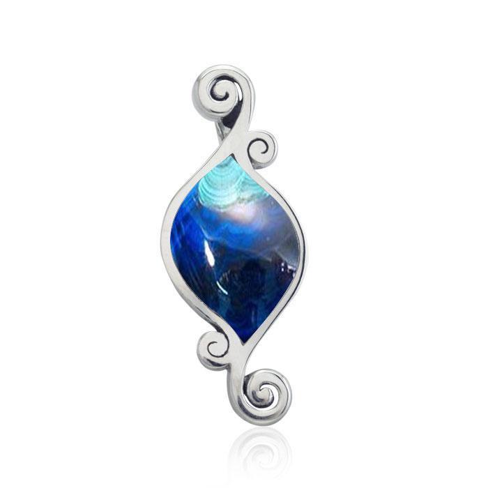 Organic Form Inlay Stone Silver Pendant TPD3570 Pendant