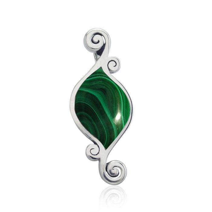 Organic Form Inlay Stone Silver Pendant TPD3570 Pendant