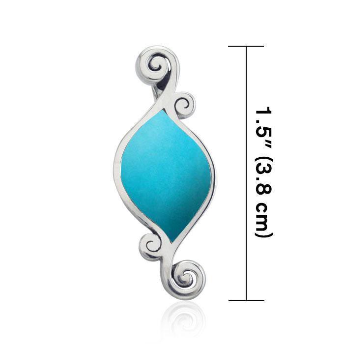 Organic Form Inlay Stone Silver Pendant TPD3570 Pendant