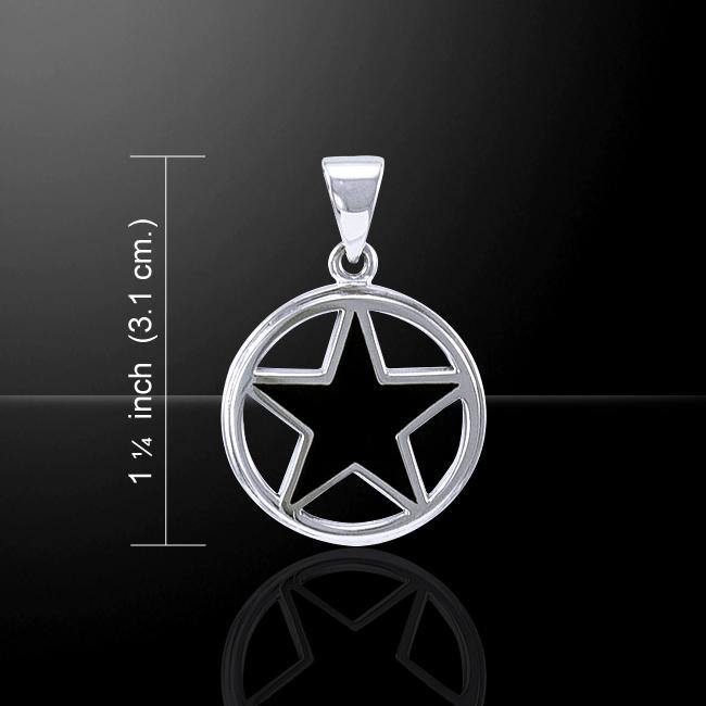 Inlay Stone Silver Pentacle Pendant TPD3573 Pendant