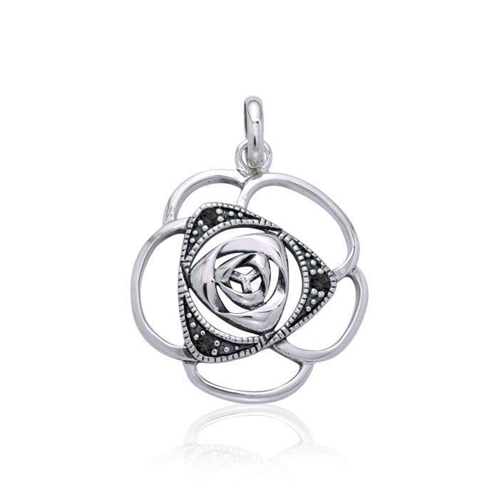 Blooming Rose Silver Pendant with Gems TPD3585 Pendant