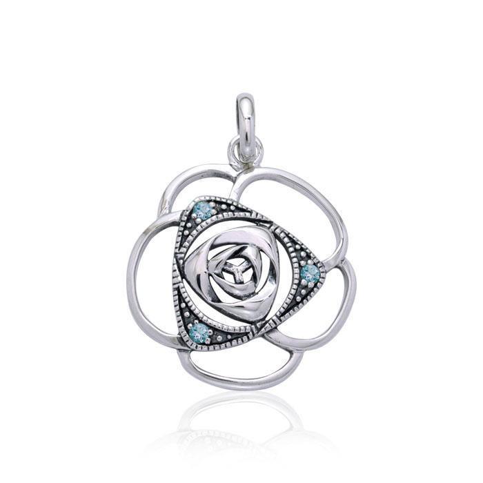 Blooming Rose Silver Pendant with Gems TPD3585 Pendant