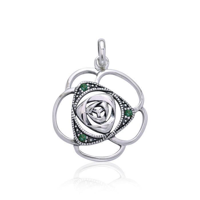 Blooming Rose Silver Pendant with Gems TPD3585 Pendant