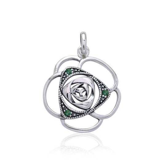 Blooming Rose Silver Pendant with Gems TPD3585 Pendant