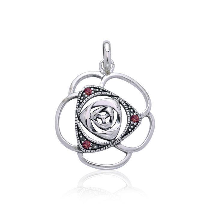 Blooming Rose Silver Pendant with Gems TPD3585 Pendant