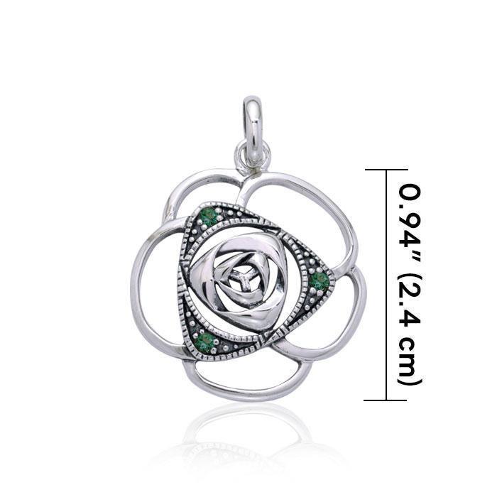 Blooming Rose Silver Pendant with Gems TPD3585 Pendant