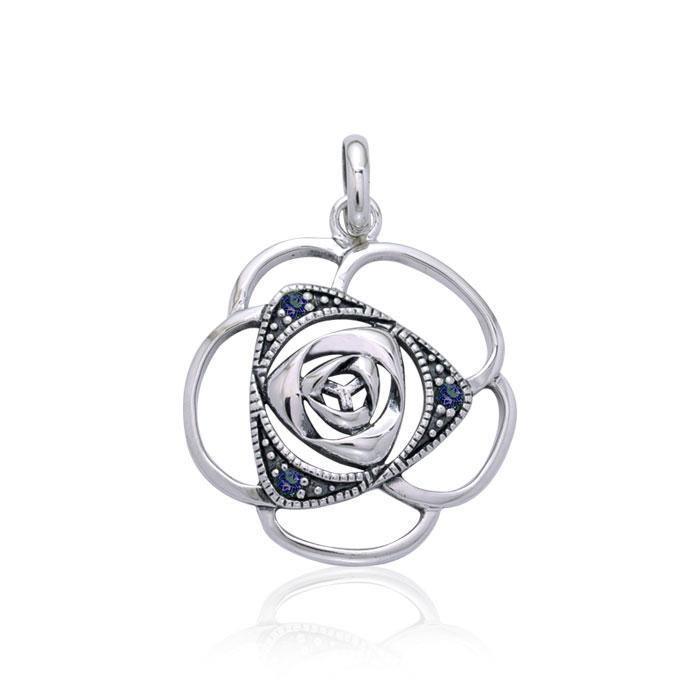 Blooming Rose Silver Pendant with Gems TPD3585 Pendant