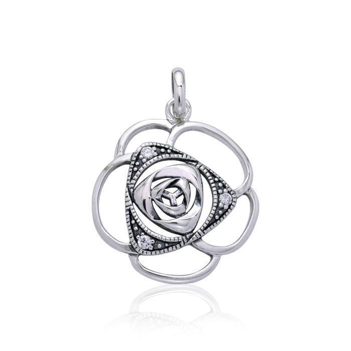 Blooming Rose Silver Pendant with Gems TPD3585 Pendant