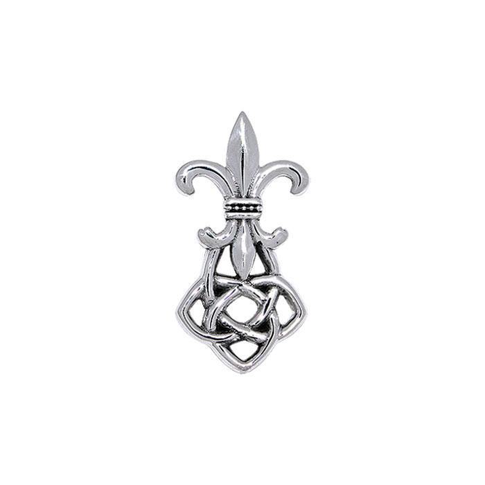 Celtic Knot Fleur De Lis Silver Pendant TPD359