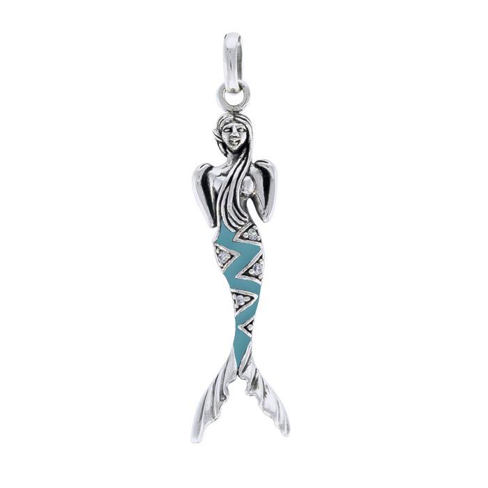 Mermaid Sterling Silver Pendant with Gemstone Tail TPD3625 Pendant