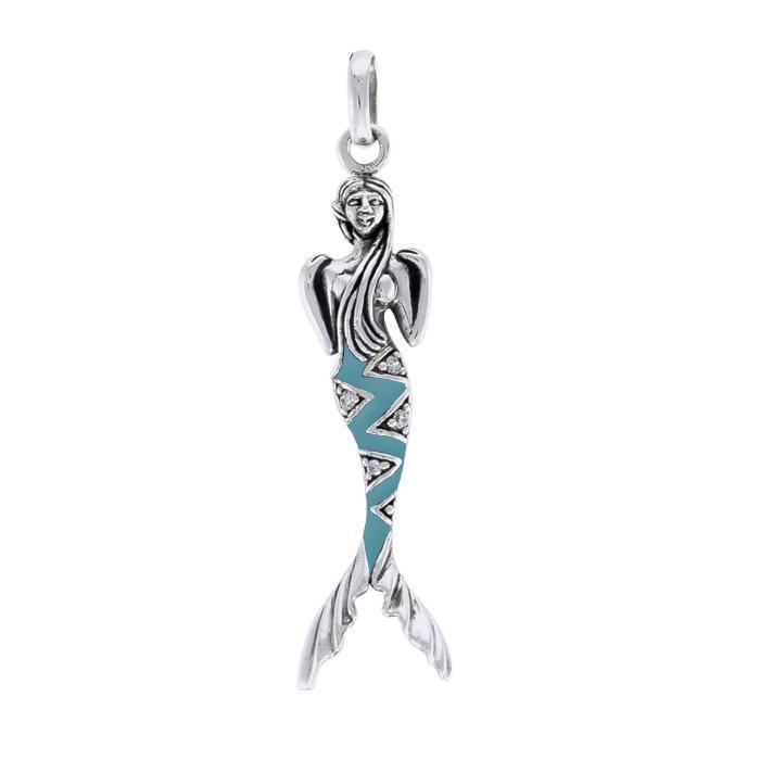 Mermaid Sterling Silver Pendant with Gemstone Tail TPD3625 Pendant