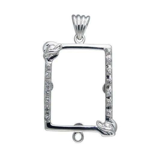 Silver Picture Frame with Hat Gemstone Pendant  TPD365 Pendant