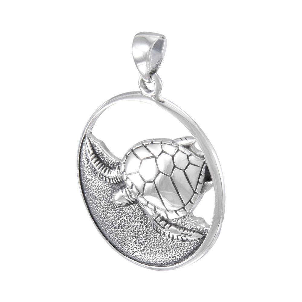 Loggerhead Sea Turtle Sterling Silver Pendant TPD3665 - Wholesale Jewelry