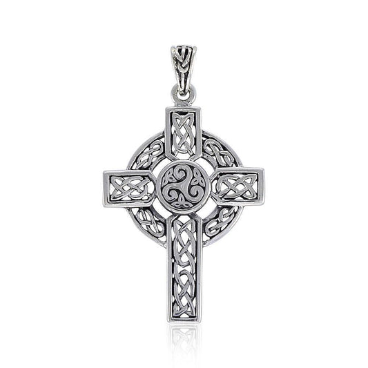 Celtic Cross with Middle Triskele Silver Pendant TPD3691 Pendant