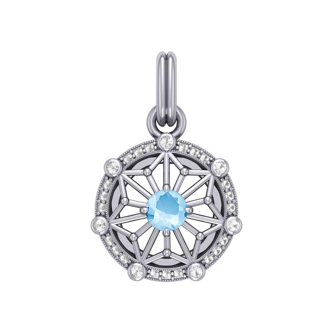 Round Tetragram Energy Symbol Silver Pendant with Gemstone TPD3699 - peterstone.dropshipping