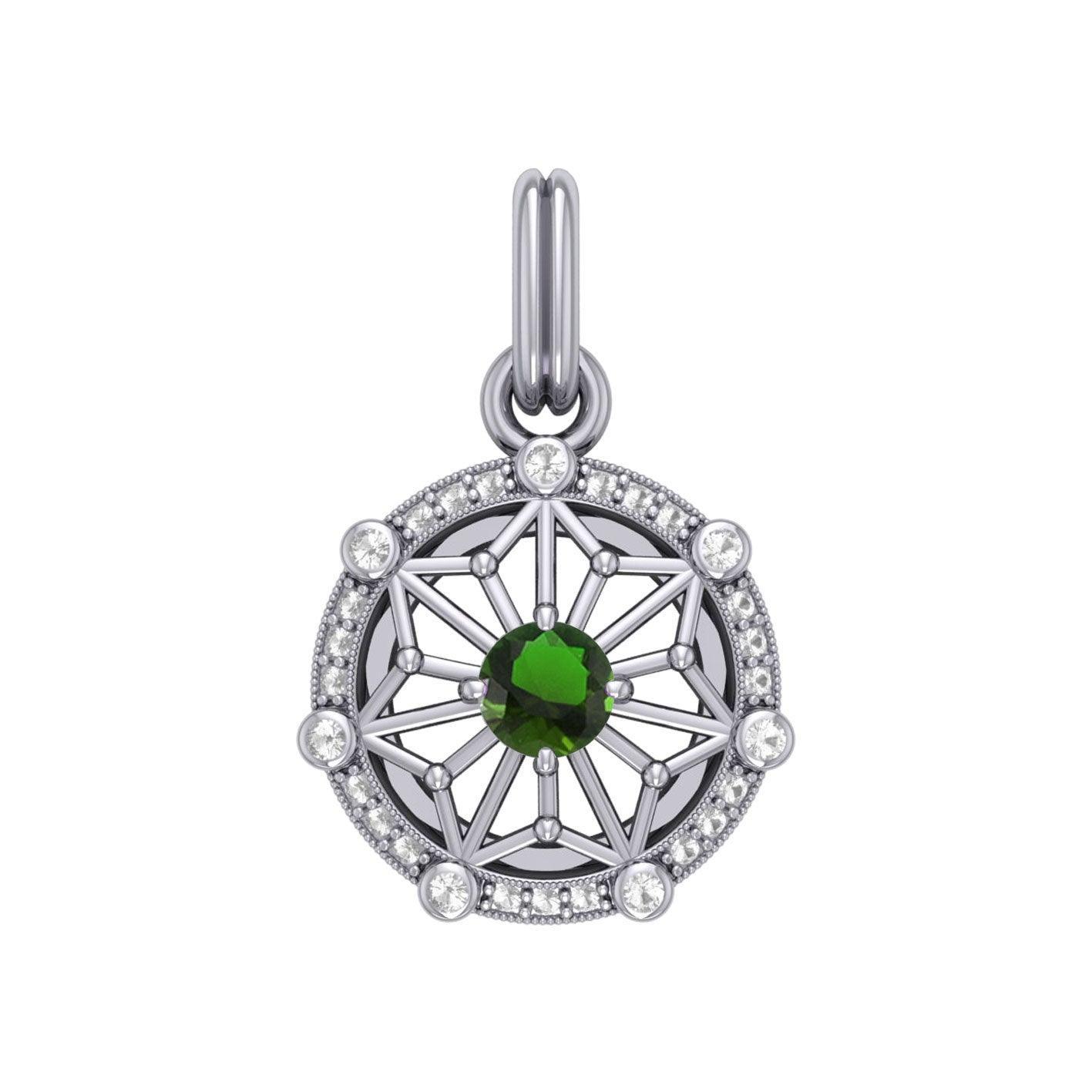 Round Tetragram Energy Symbol Silver Pendant with Gemstone TPD3699 - peterstone.dropshipping