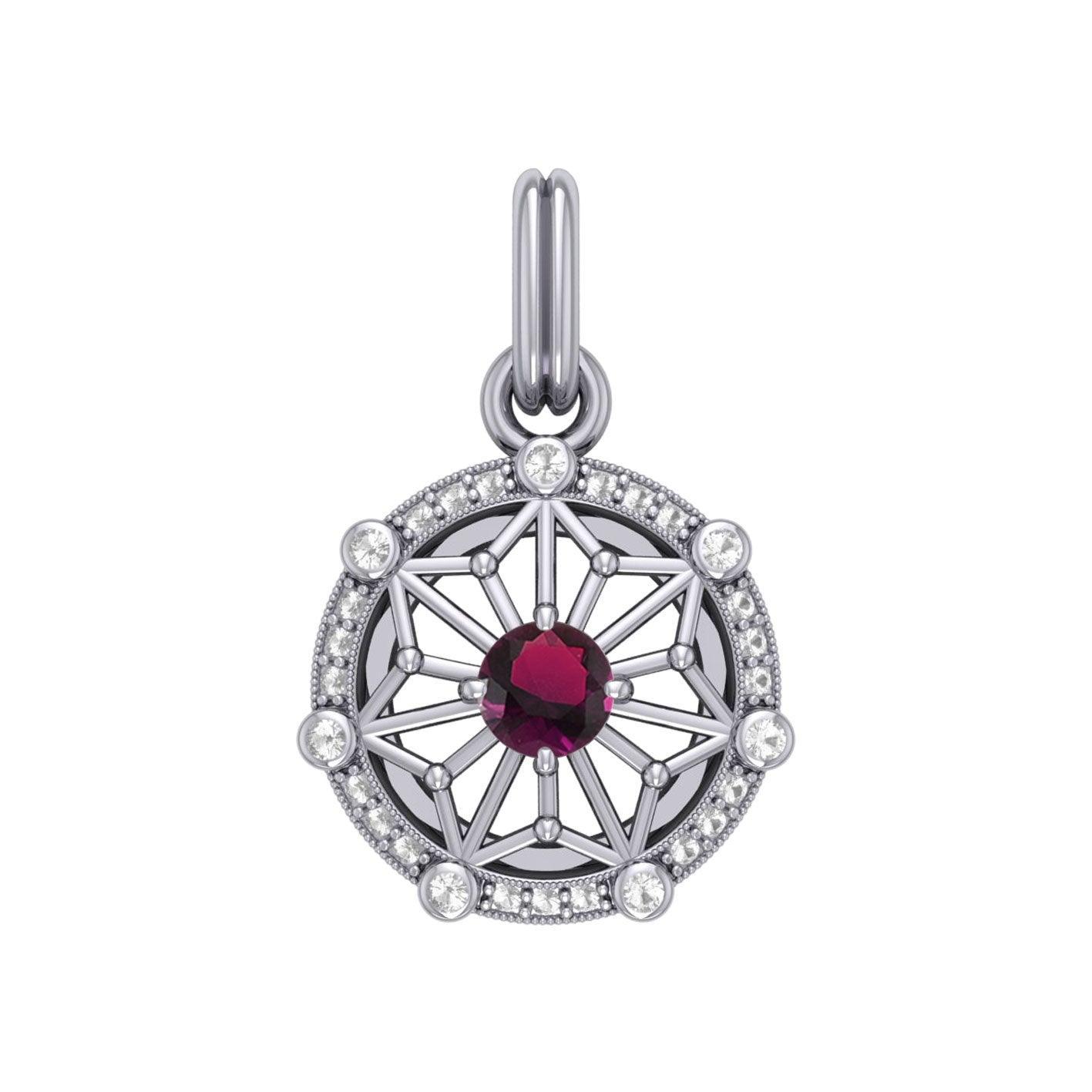 Round Tetragram Energy Symbol Silver Pendant with Gemstone TPD3699 - peterstone.dropshipping