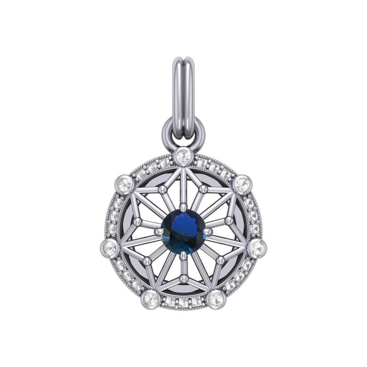 Round Tetragram Energy Symbol Silver Pendant with Gemstone TPD3699 - peterstone.dropshipping