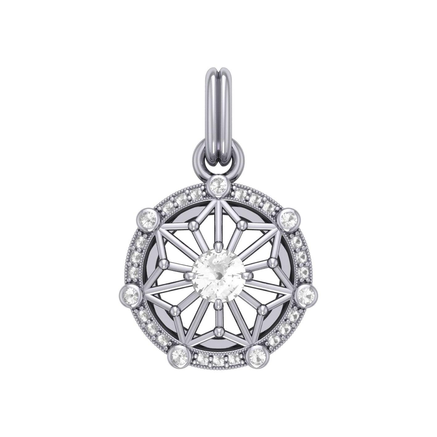 Round Tetragram Energy Symbol Silver Pendant with Gemstone TPD3699 - peterstone.dropshipping