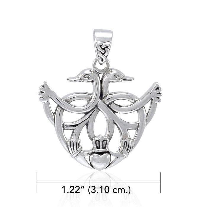 Faith for a happy ever after ~ Sterling Silver Celtic Swan Claddagh Pendant Jewelry TPD3708 Pendant