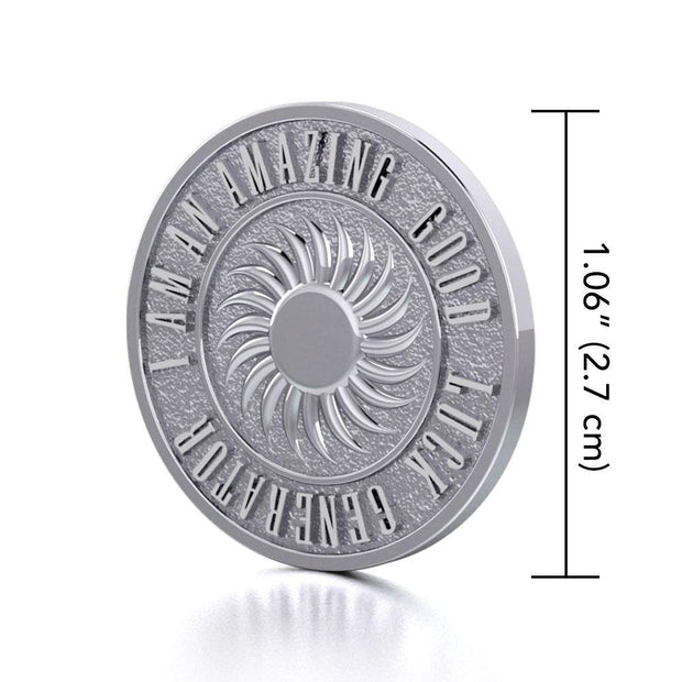 Powerful I am an Amazing Good Luck Generator Silver Large Empower Coin TPD3734 Pendant
