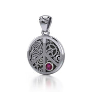 Keep an eye on the powerful steampunk ~ Sterling Silver Pendant with a Gemstone TPD3926 - Wholesale Jewelry