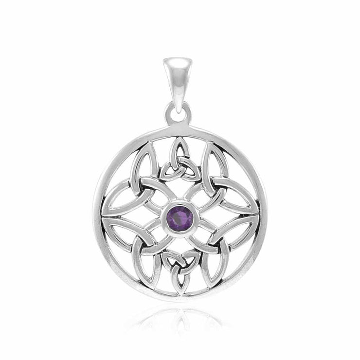 Celtic Trinity Knot Silver Pendant with Gemstone TPD3975 Pendant