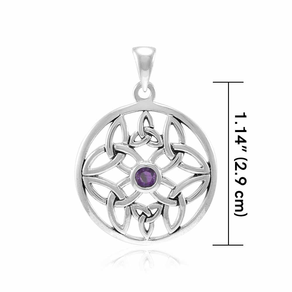 Celtic Trinity Knot Silver Pendant with Gemstone TPD3975 Pendant