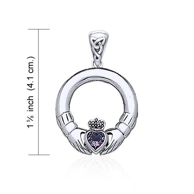 Claddagh Silver Pendant with Heart Gem TPD4118 Pendant
