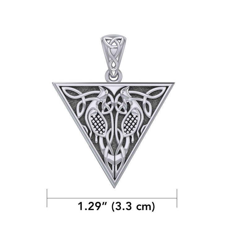 Celtic Bird in Triangle Shape Silver Pendant  TPD4120
