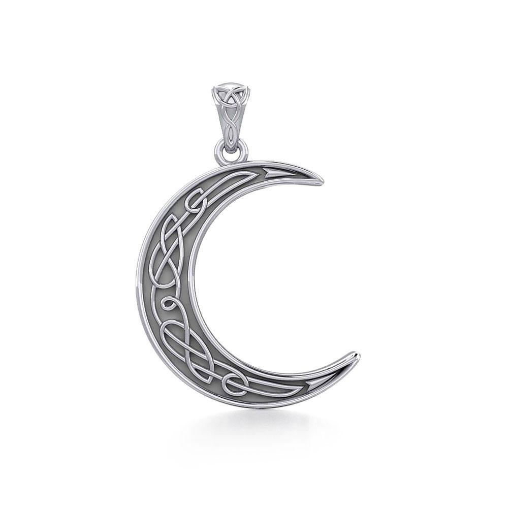 Celtic Crescent Moon Silver Pendant TPD4135 - Wholesale Jewelry