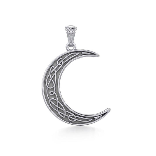Celtic Crescent Moon Silver Pendant TPD4135 - Wholesale Jewelry