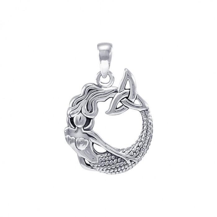 Mermaid with Trinity Knot Sterling Silver Pendant TPD4154