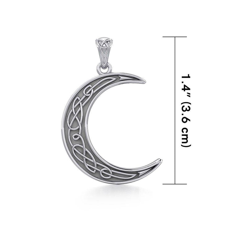 Honor the lunar power ~ Celtic Knotwork Crescent Moon Sterling Silver Pendant Jewelry TPD4201 Pendant