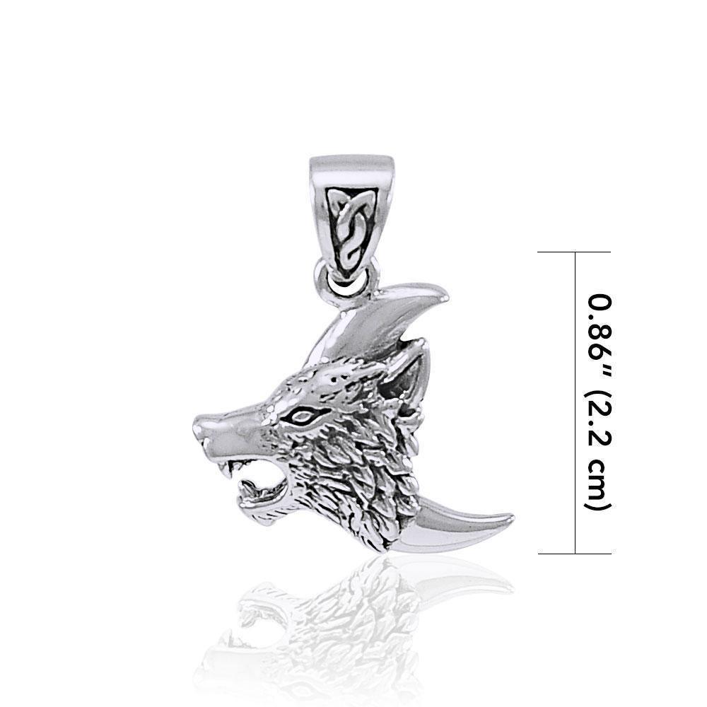 Wolf Crescent Moon Pendant TPD4271 Pendant