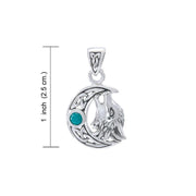 Sterling Silver Wolf with Celtic Moon Pendant TPD4290 Pendant