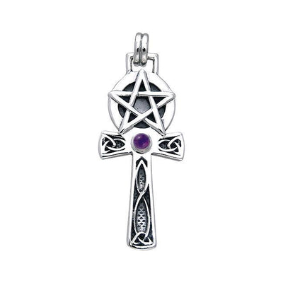 Handcrafted Silver Celtic Knot Pentagram Ankh pendant TPD430 Pendant